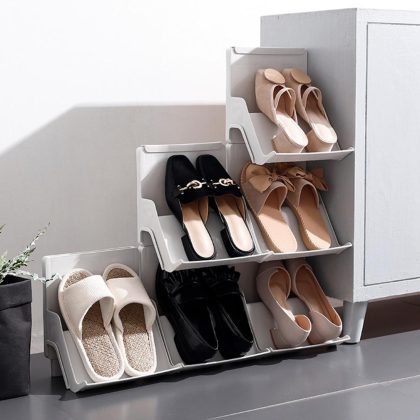 Household Plastic Assemble Shoes Rack Cabinet Stackable Space-saving Holder