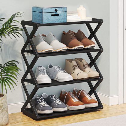 X-Shaped Shoe Rack for Home Multifunctional Steel Assembly Shoecase